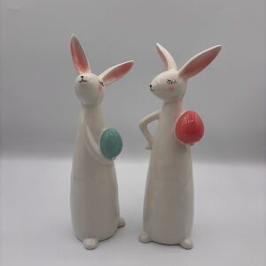 Martha Stewart Home Bunnies Bunny Set of 2 Tall Standing Easter Eggs 10 1/2”